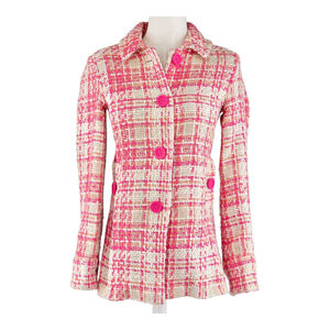 Coquette Y2K Abercrombie East Coast Pink Tweed Jacket Women M Wool Blend Preppy